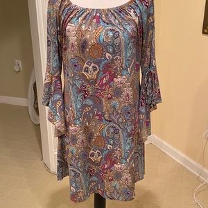Paisley dress, bell sleeves, size medium